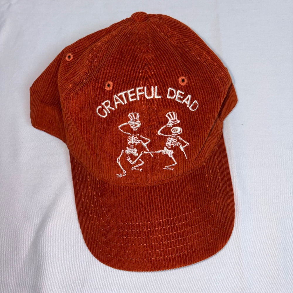 Mad Engine Grateful Dead Hat adult Rust Orange New Corduroy Dancing Skeleton Cap